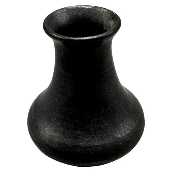 Small Vintage Black Ceramic Vase With Textured Finish Chip on Top Used READ - Picture 1 of 6